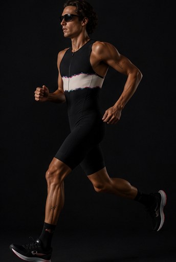 Runner wearing the 01 Bleed trisuit